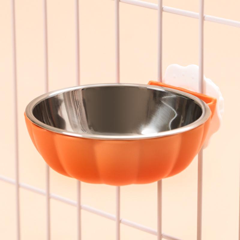 Hanging Stainless Steel Cat & Dog Anti-Spill Food/Water Bowl for Pet Cages