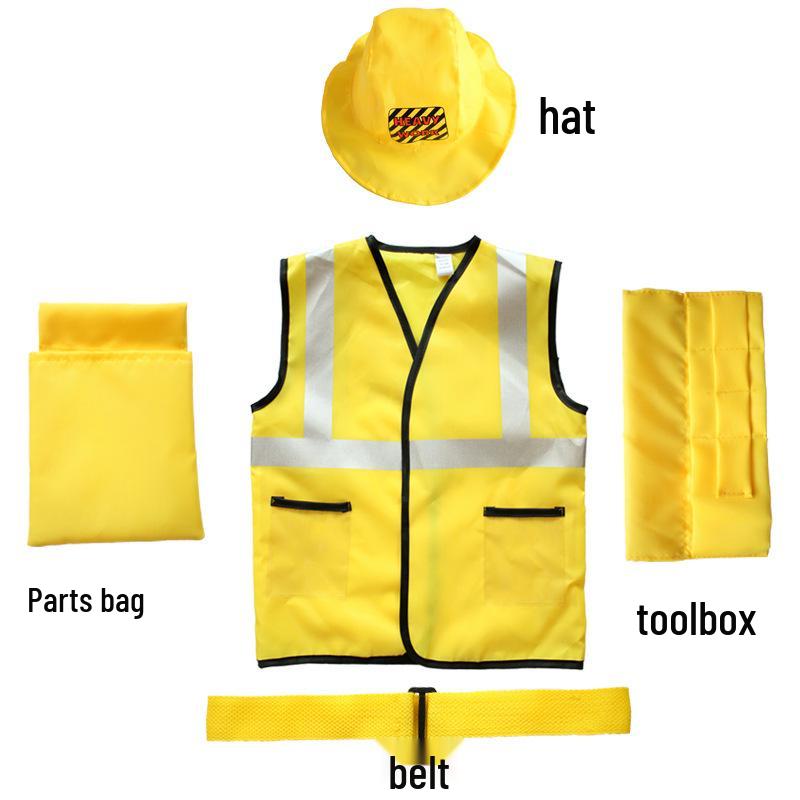 Kids' Construction Worker Costume & Tool Set for Dress-Up Play