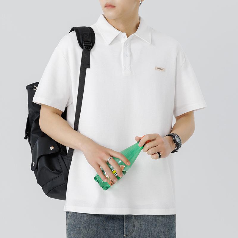 230G Heavyweight Polo Shirt Short-sleeved Men's Summer New Lapel T-shirt Teen Loose Top