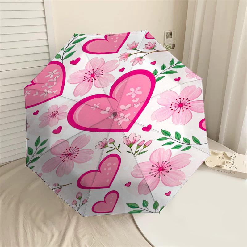 

1PC Heart Flowers Umbrella-8-Rib Reinforced, Automatic Open, Lightweight & Durable, Fashion Accessory for Outdoor, J0374