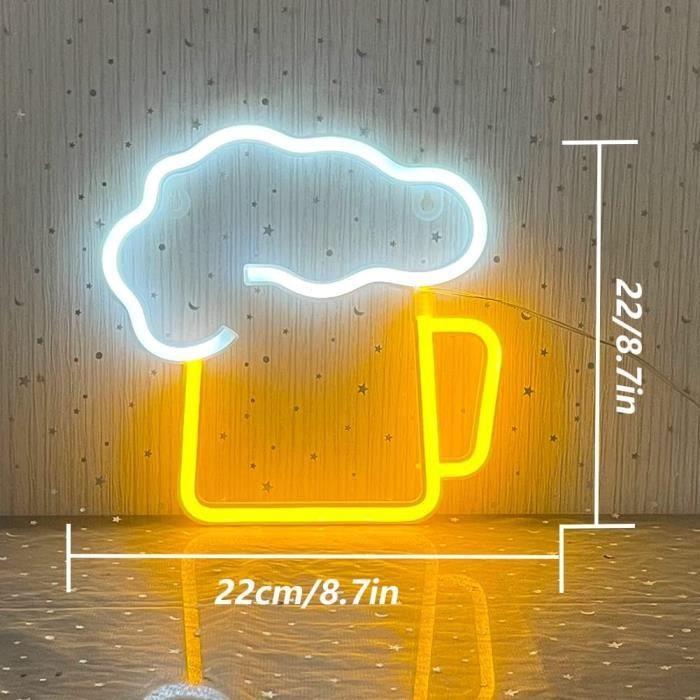 Enseigne lumineuse - generic - bar à bière - néon led jaune - 22x22 cm - alimenté par usb