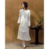Demana French Style Lace Trim Round Neck Midi Dress
