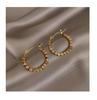 Gold Color Square Beaded Hoop Earings Exquisite Hollow Round Earrings For Women Party Wedding Geometric Ear Jewelry Gifts