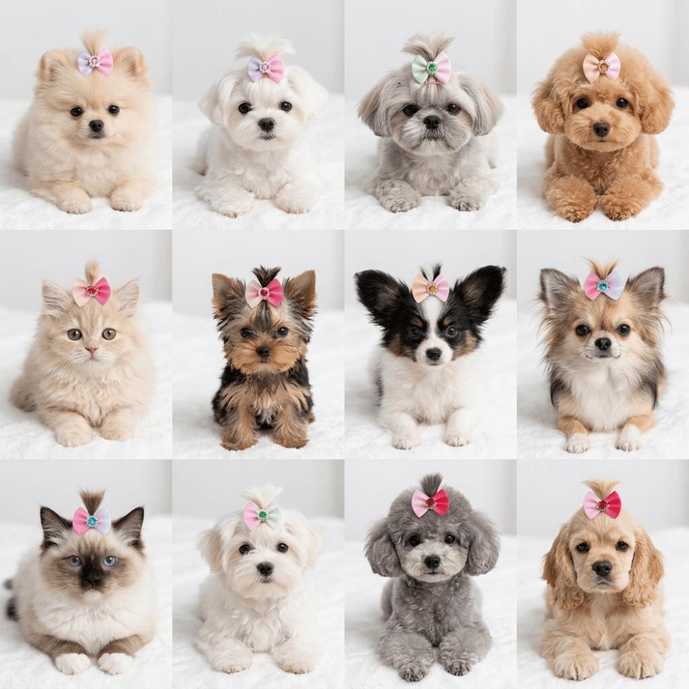 24Pcs Multi Colors Dog Hair Bows Small Size Puppy Hair Bows  Pet Holiday Ornament