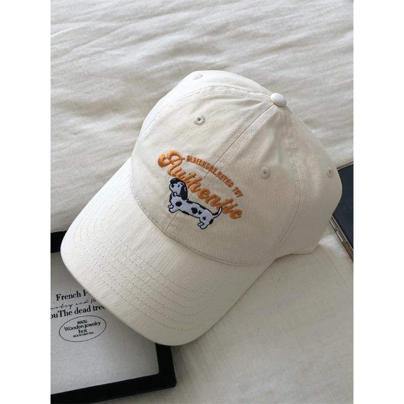 Vintage Spotted Dog Embroidered Baseball Cap Children Spring Summer Versatile Street Plum Color Cap Tide