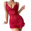 Women Floral Lace Bra Set Sexy Nightwears+Thongs Transparent Lace Mini Dress Sheer Erotic Shapewear Night Dress