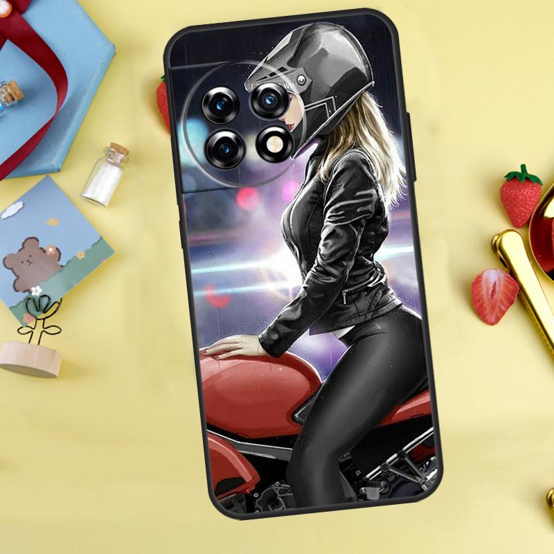 Motorcycle Girl Anime Case For OnePlus 13R 12R 13T 15 13 12 11 10 9 10R 10T 8T Nord 5 CE 4 2 3 Lite N20 N30 Cover