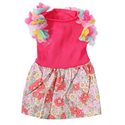 Cute Dog Dress Lightweight Breathable Floral Doggie Princess Dress for Puppy Cats Rosy Red S