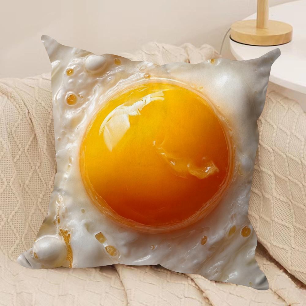 Funny Food Fried Egg Cushion Cover Short Plush Doublesided Print Square Throw Pillow Covers Sofa Home Cushion Decor
