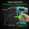 48V Dual Speed Brushless Cordless Electric Impact Drill Hammer Screwdriver LED Lighting