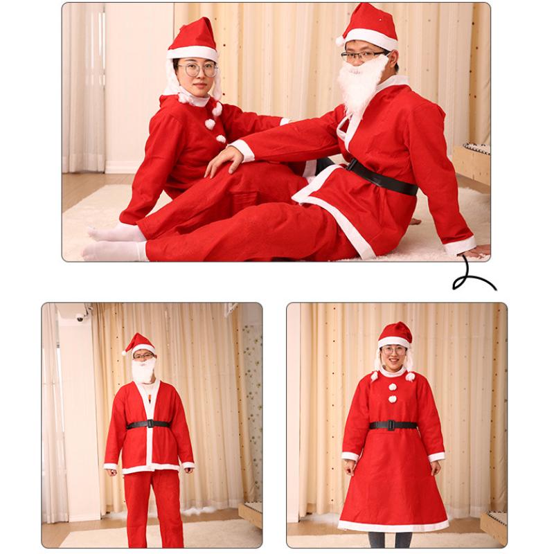Men Santa Claus Cosplay Costume Christmas Party Outfit Role Playing Dress Women