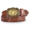 Trendy American Western Cowboy Cowhide Buckle Belt - New Style Wide Waistband