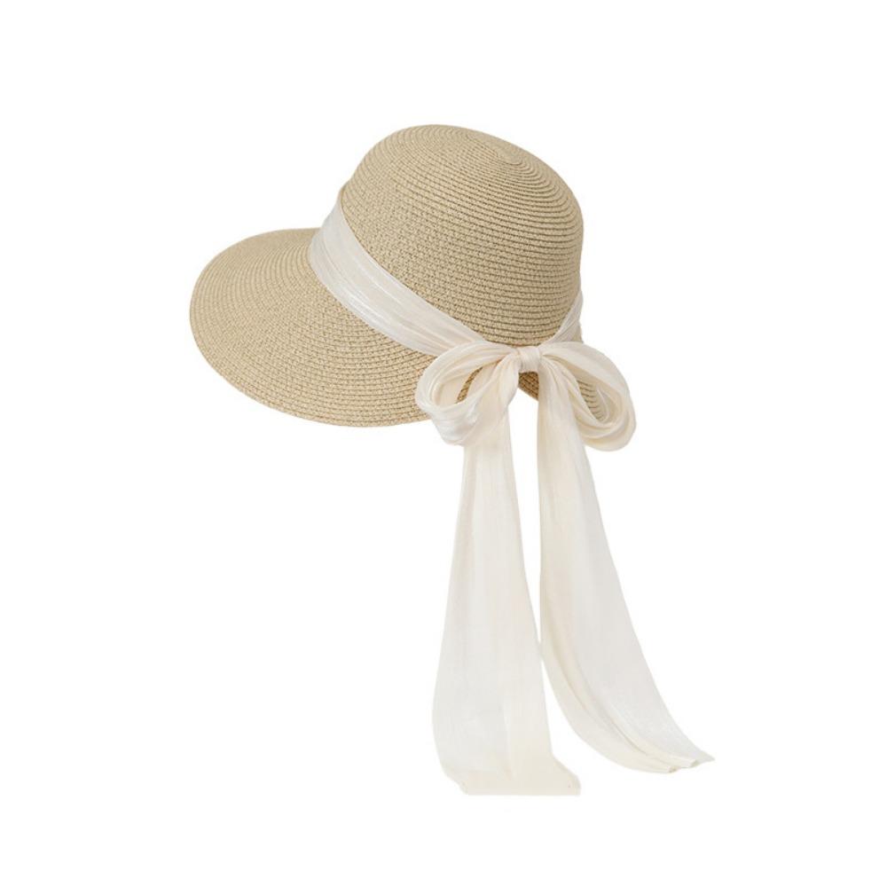 Foldable Lace Brim Sunshade Cap Wide Brim Sun Protection Cap Vacation Straw Sun Hat  Beach