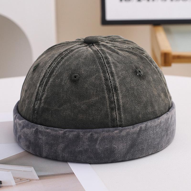 1Pc Washed Docker Beanie Brimless Cap Hat Without Visor Solid Color Retro Vintage Street Style Spring Autumn Outdoor Gorras