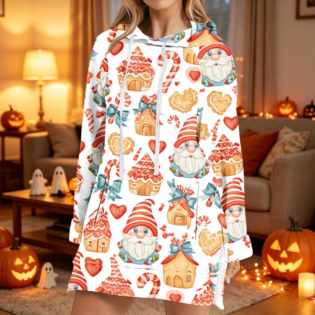 Women's Casual Long Sleeve Christmas Print Hoodie for Winter Holiday