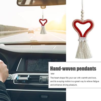 Hand-woven Pendants Heart-shaped Shape Car Mirror Hanging Accessories Creative Bohemian Style Ornament