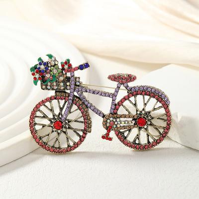 Farbiger Diamant Fahrrad Brosche Anstecknadel Damen Bekleidungszubehör Tasche Korsage