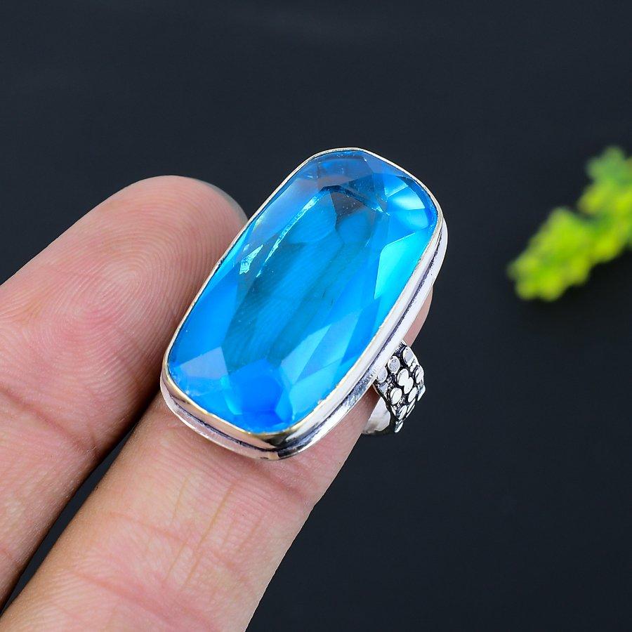 Swiss Blue Topaz Gemstone 925 Sterling Silver Gift Jewelry Ring Size 9