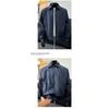 Mens Cropped Flight Jacket American Retro Loose Turn Down Collar Casual Bomber Outerwear