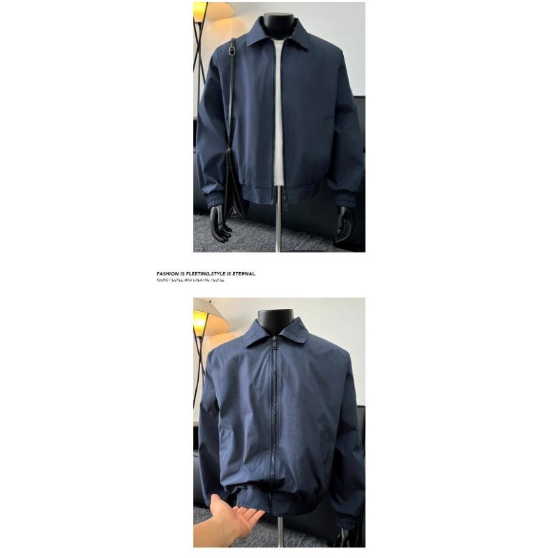 Mens Cropped Flight Jacket American Retro Loose Turn Down Collar Casual Bomber Outerwear