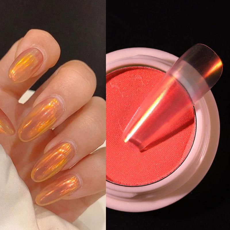 

1 шт. Инструмент для ногтей Ice Transparent Nude Color Powder Aurora Powder Net Red Manicure Magic Color Mirror Flour Powder