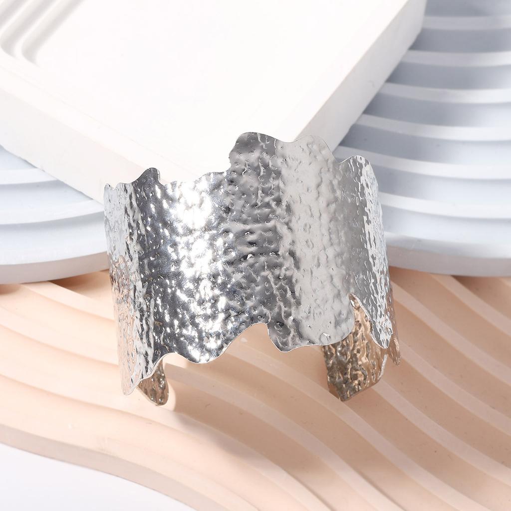 New retro cold style hip hop trend street shot irregular wide face concave convex personality opening bracelet bracelet