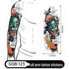 Adesivo Tatuaggio Completo per Braccio Uomo: Design Realistico Impermeabile, Motivo Tigre e Teschio