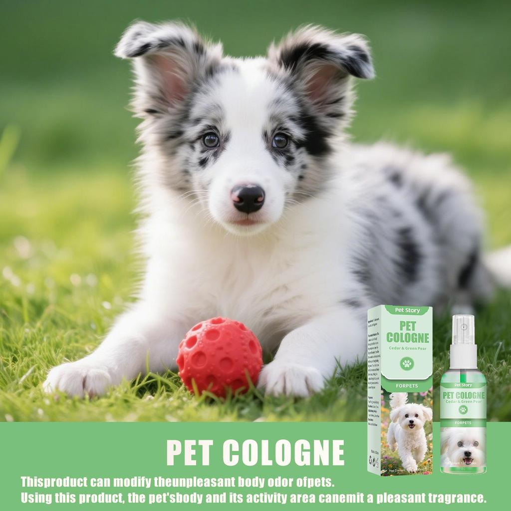 Alcohol-Free Pet Cologne - 50ml Deodorizing Spray for Cats & Dogs, Export-Grade English Packaging