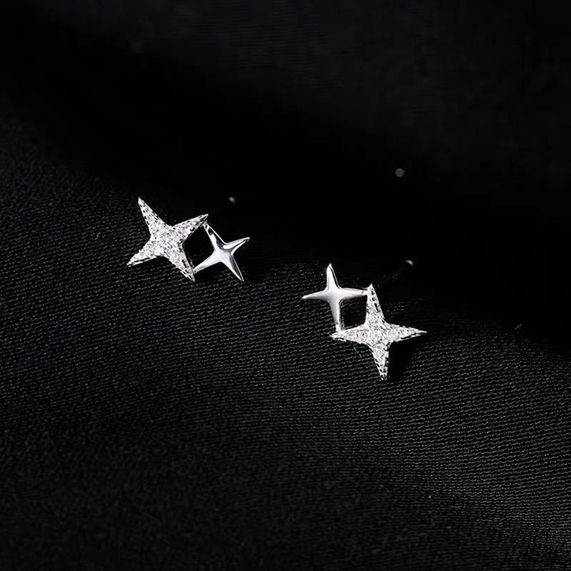Romantic Cute Four-Pointed Star Stud Earrings For Women  Jewelry Gift