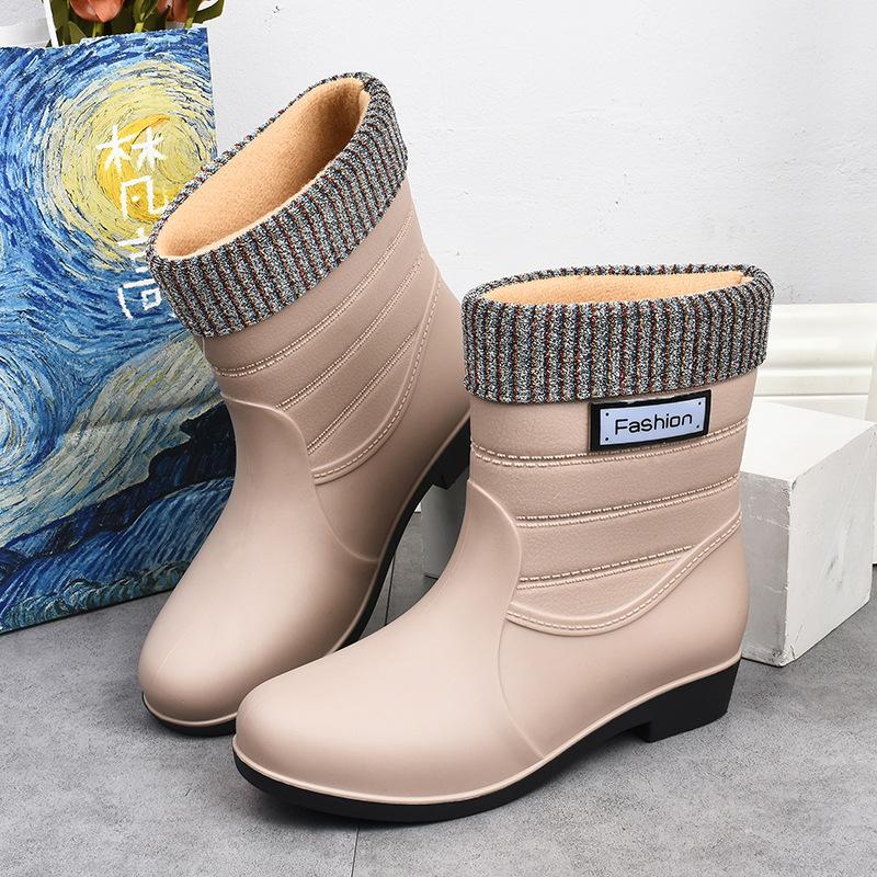 2 New Rain Shoes Women's Adult Water Shoes Rain Boots Short Tube Medium and High Tube Women's Fashion Non-slip Four-season Rubber Shoes Waterproof