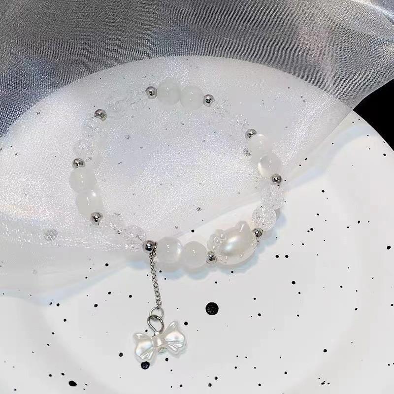 And Sweet Cute Heart Charm Bracelet Diy Handmade Cat Eye Gift Stone