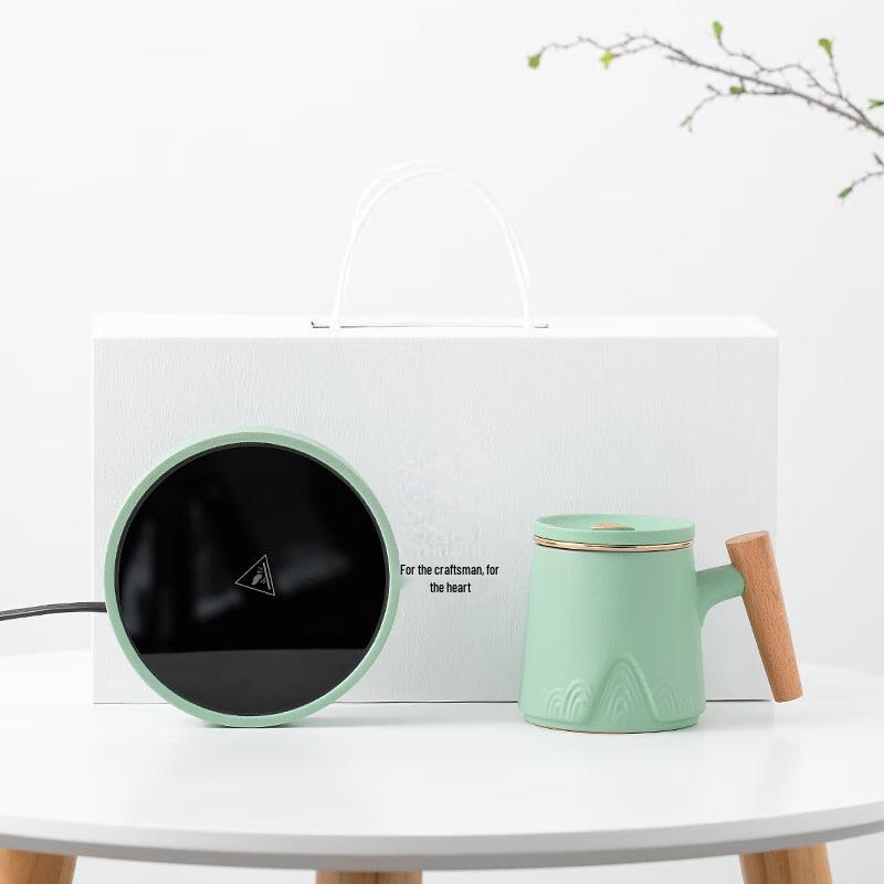 TLAKEHO Ceramic Tea Infuser Mug & Warmer Gift Set