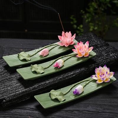 Ceramic Lotus Incense Stick Holder Household Zen Lotus Ceramics Incense Burner Ceramic Handicrafts Home Ornaments (NO Incense)