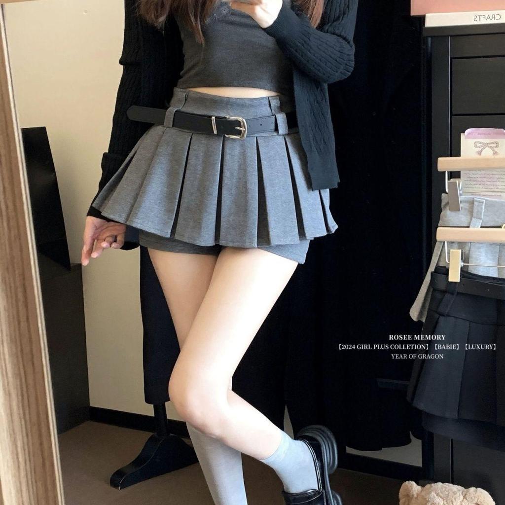 2025 Versatile A-line Pleated Skirt: Spicy Slimming Design for Petite Women, Anti-exposure Short Skirt Pants