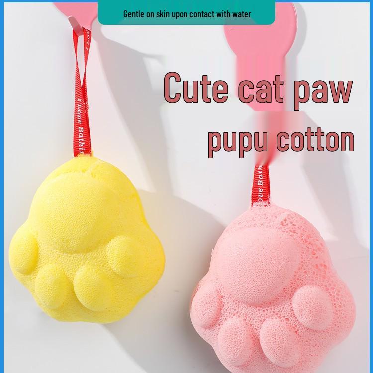 Kids Bath Sponge & Shampoo Brush: Newborn Konjac Exfoliating Puff and Cotton Bath Ball