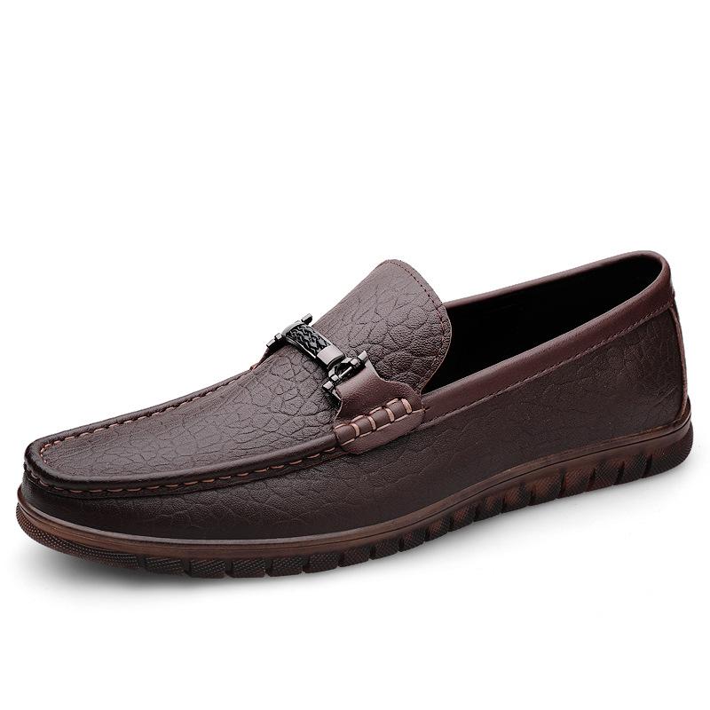 Men s Summer Leather Slip-on Casual Loafers - Large Size Cowhide Driving Shoes 41