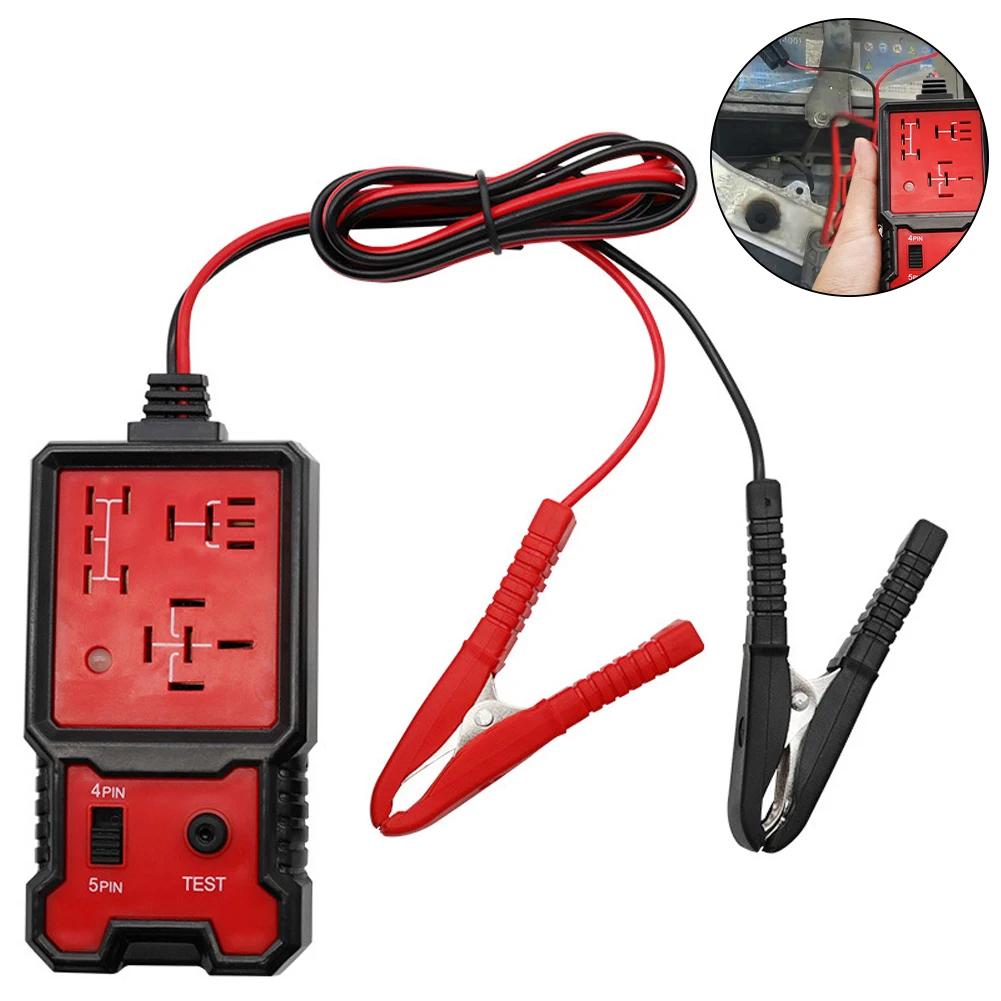 Auto Relay Tester for 12V - Durable Car Diagnostic Tool with Battery Clips, Fits 4-Pin & 5-Pin Relays Car Battery Checker