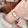 Ankola Red Belt Women'S Watch Macaron Long Oval Three-Dimensional Small Gold Bar Watch