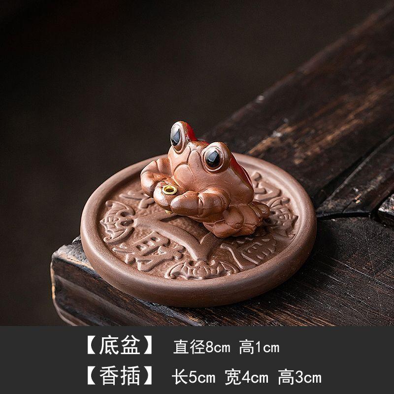 Lucky Purple Sand Small Goldfish Line Incense Burner, Household Indoor Insert Seat Zen Tea Room Desktop Incense Burner Ornament