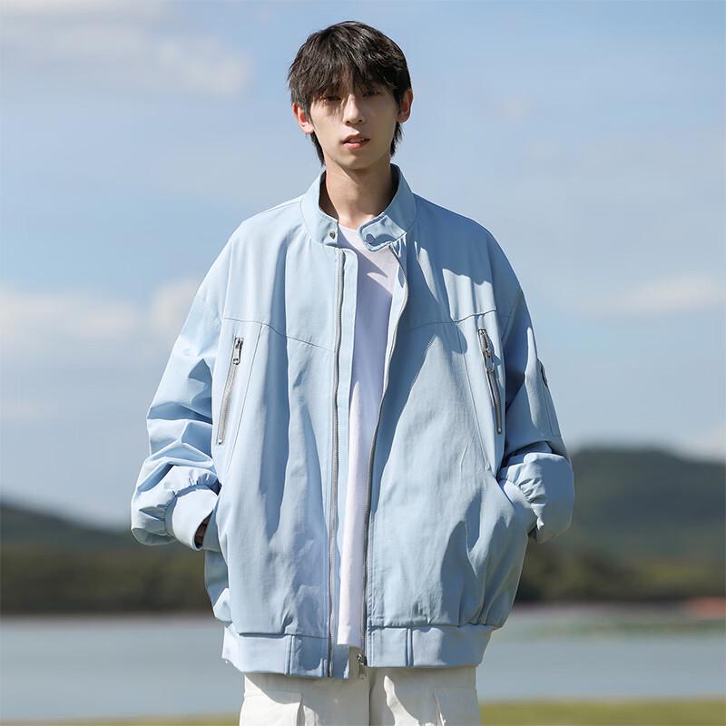 VUUG Men s Stand Collar Solid Color Flight Jacket 3XL