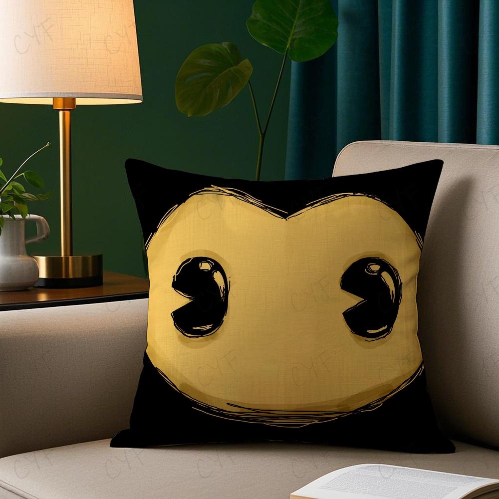Game B-Bendy and the Ink M-Machine Pillow Case Pillowcase Anti-dustmite Pillow Invisible zipper silky short plush Sofa cushion c