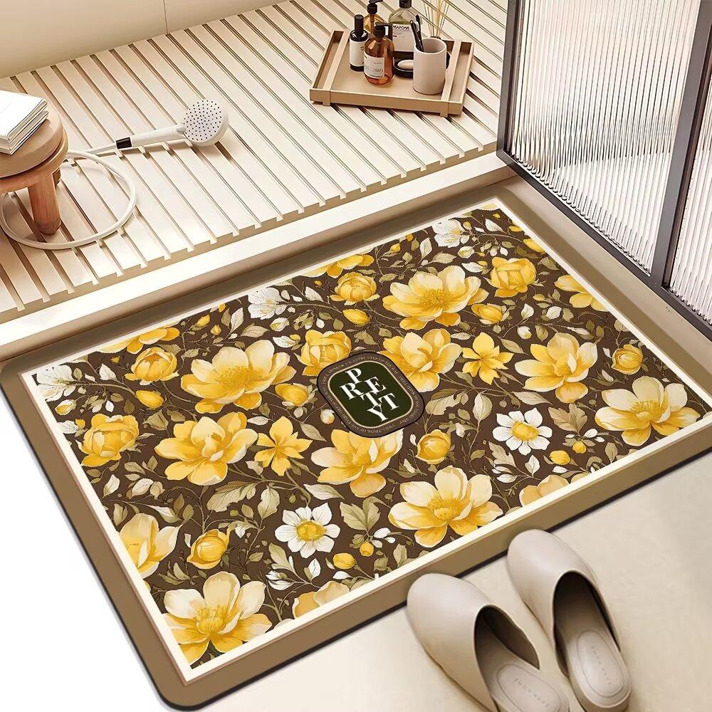 American Flower Light Luxury Advanced Sense Bathroom Absorbent Mat Dirty Non-slip Mat Toilet Quick Dry Good Care Door Mat