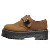 thick-soled low-top small leather shoes women's buckle low-top top Crazy Horse Brown casual student