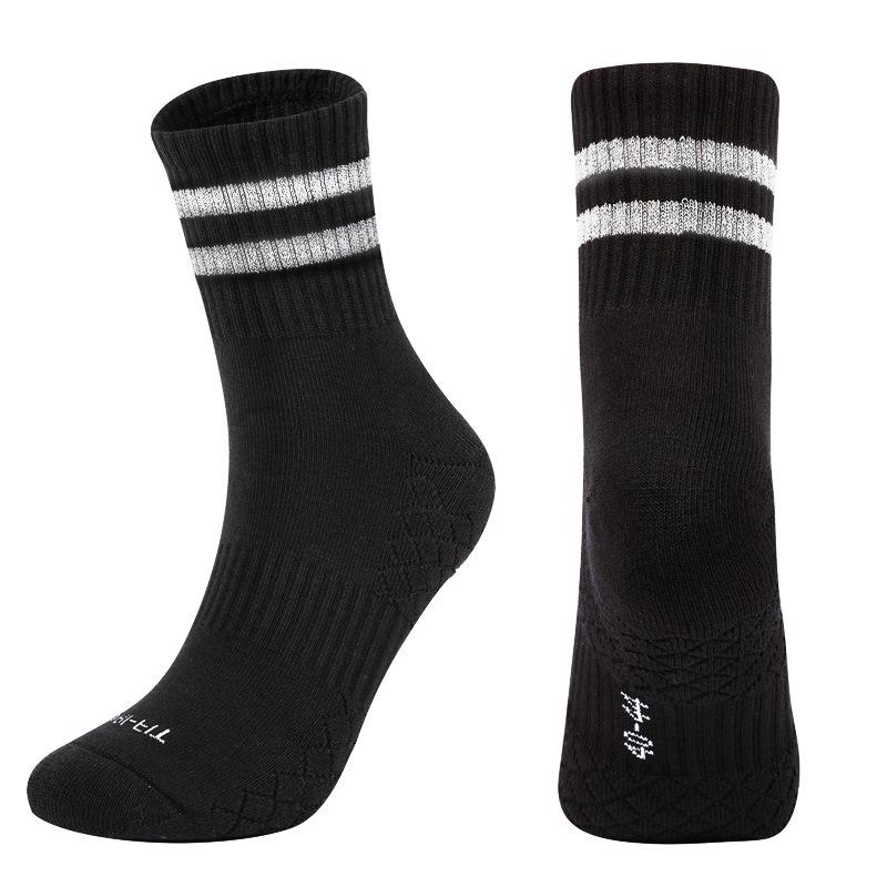 

Sports Tennis Socks Middle Tube Cotton Thickened Towel Bottom Breathable Reflective Basketball Badminton Socks One Size