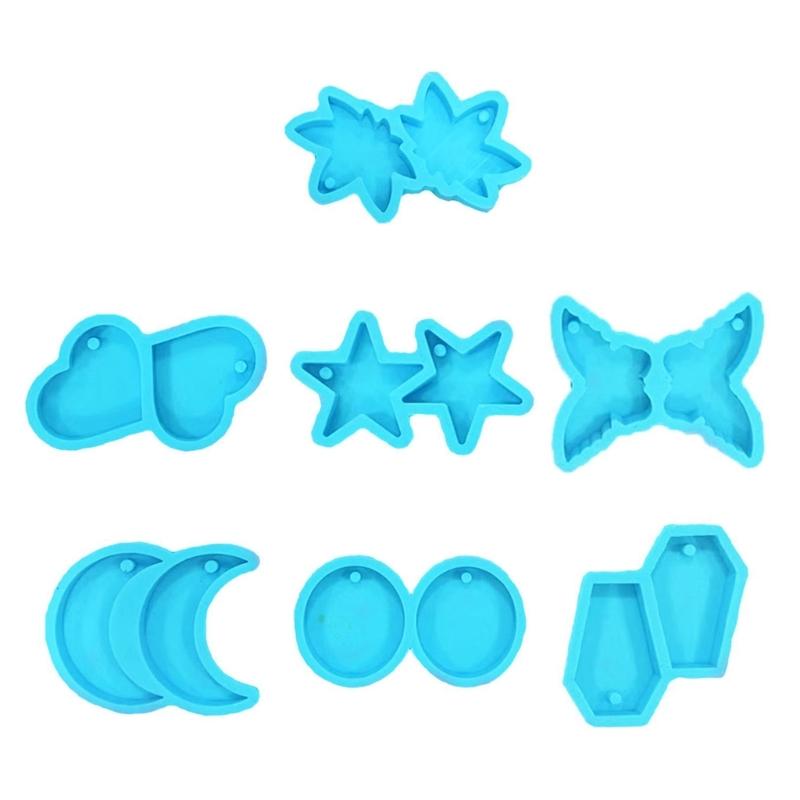 Moon Pentagram Round Earring Silicone Mold Suitable for Epoxy Resin Diy Craft Backpacks Pendant Ornament Jewelry Making