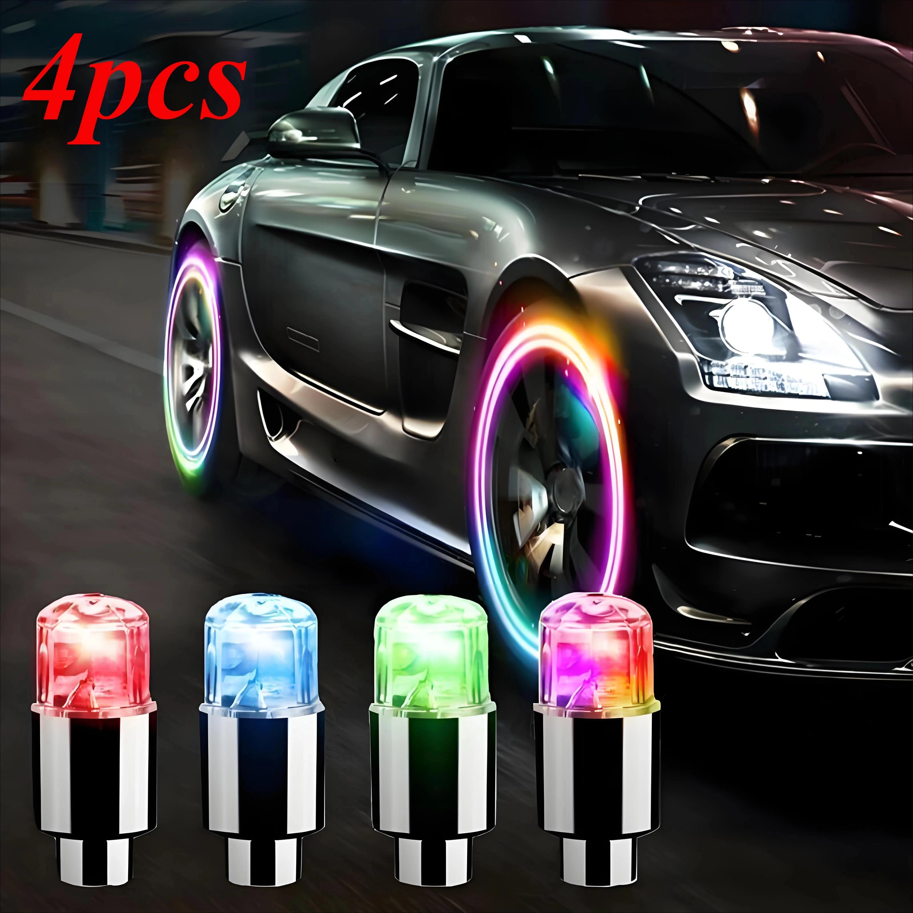 

4 шт./Набір Світлодіодні ковпачки на ніпель колеса для автомобіля, велосипеда, мотоцикла, водонепроникні