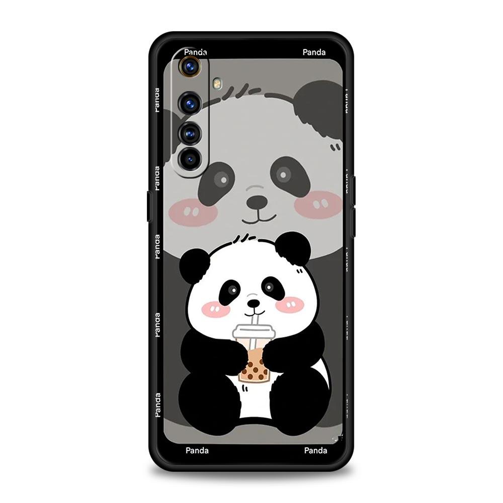 Phone Case For Realme 12 11 10 9 8 5G 7 6 GT5 GT3 GT2 Pro Plus C21 C11 C25 C35 GT Neo 2 3 3T 5 Cover Cute Panda Climbing Bamboo