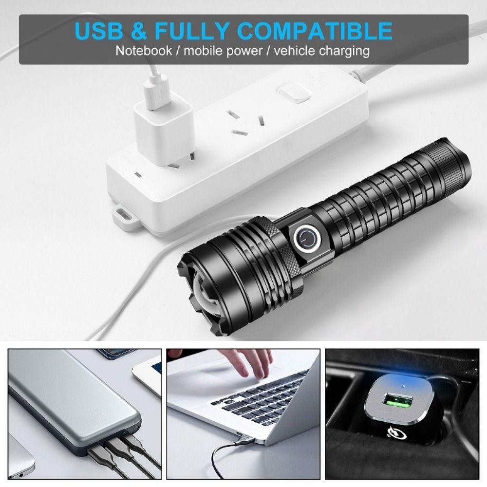 3 Light Modes Zoom Flashlight Super Bright High Lumens LED Flashlight Strong Light Torch  Emergency