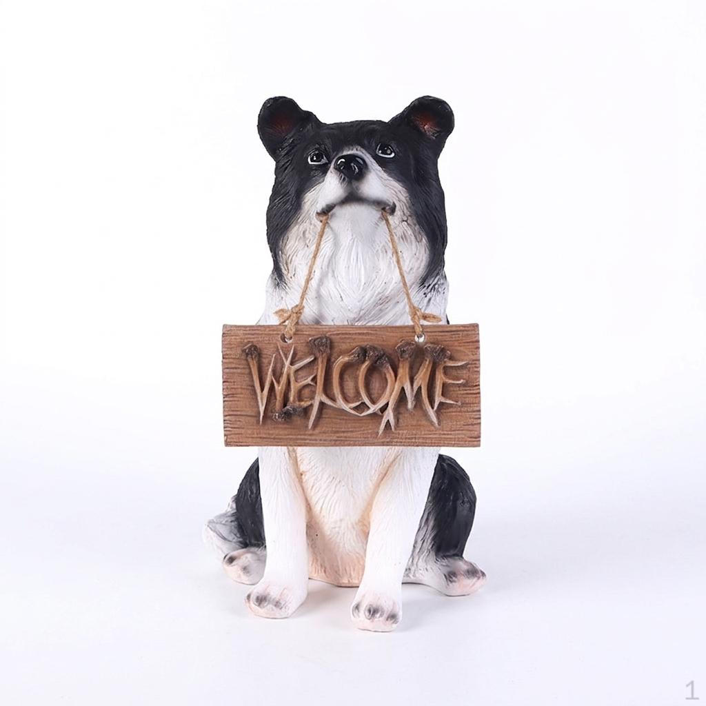 Outdoor Dog Statue, Garden Welcome Sign, Pastoral Style Sculpture, Synthetic Resin Ornament,