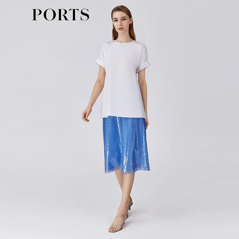 PORTS Women s Solid Cotton Round Neck T-shirt S